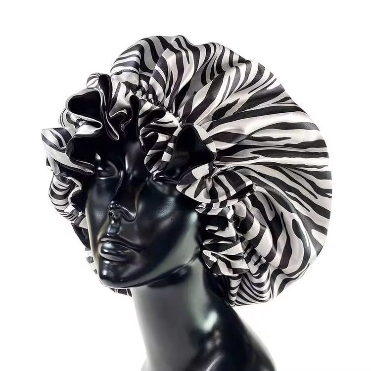 Satin Bonnet Double Lined - Zebra Print