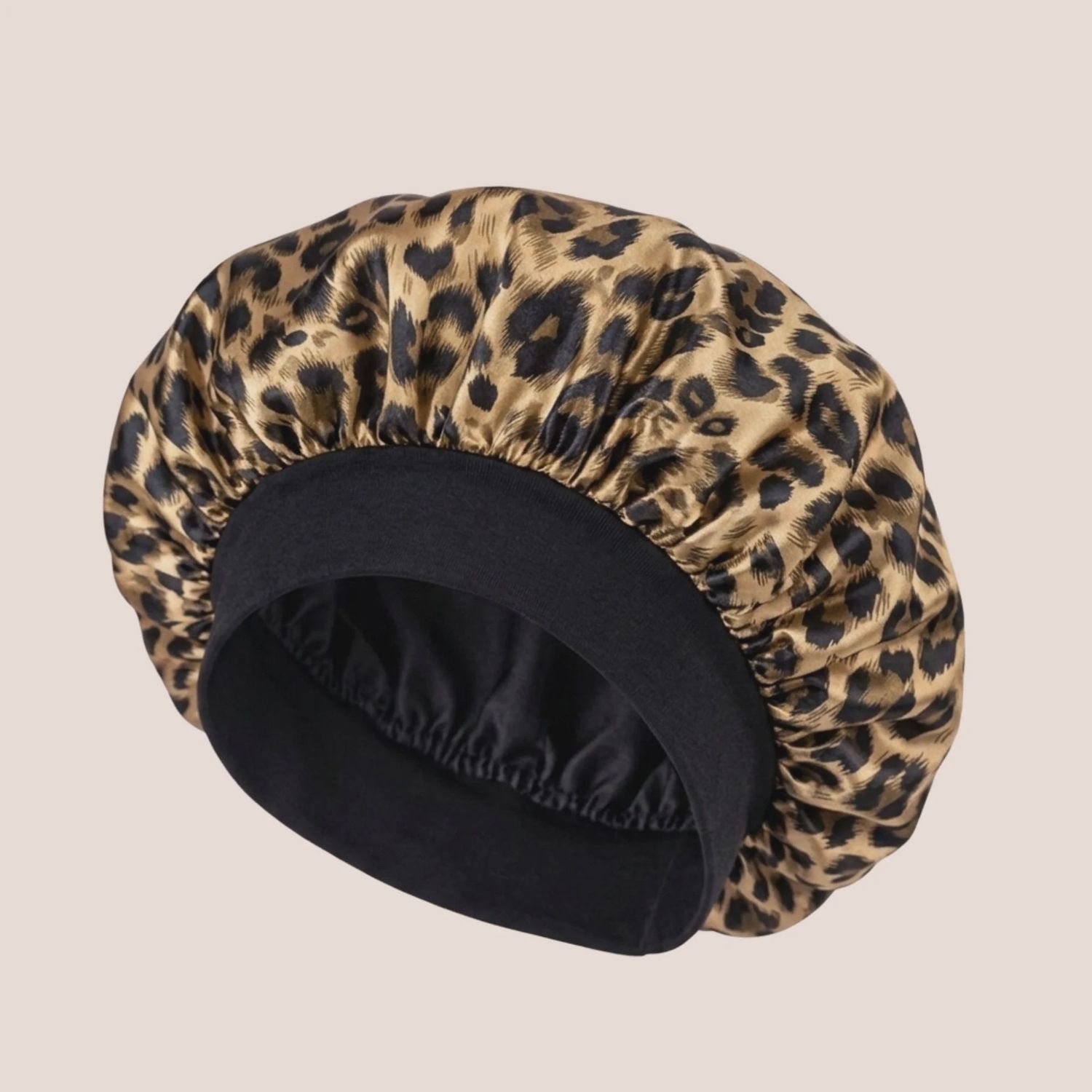 Satin Bonnet - Leopard Print w/ Black Lining