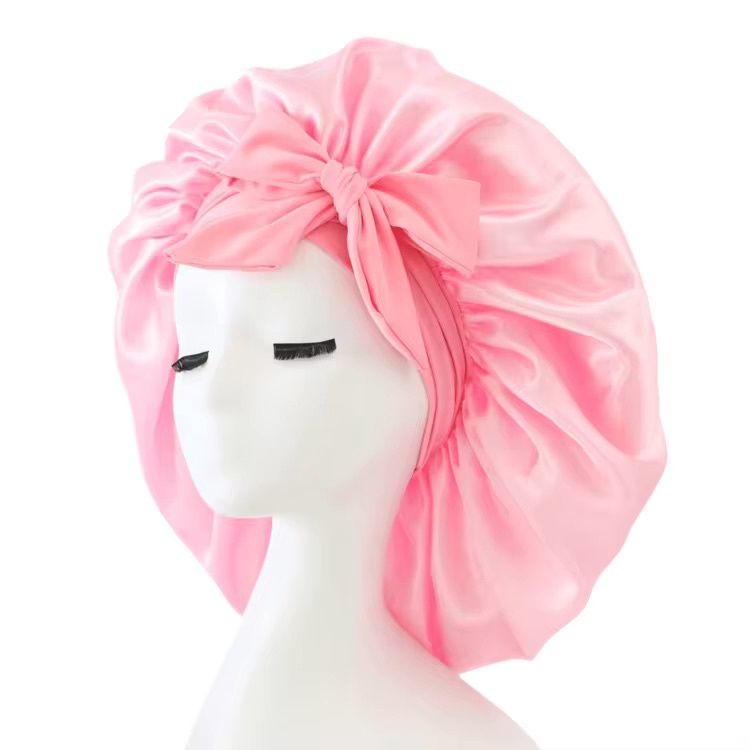 Satin Bonnet w/ Tie Front - Pink