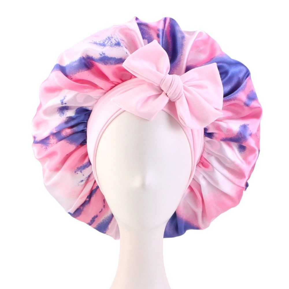 Satin Bonnet w/ Tie Front - Pink/Blue/White