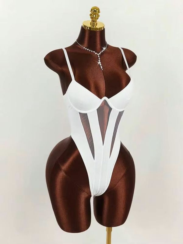 Women’s Sexy Mesh Cut-out Body Suit - White