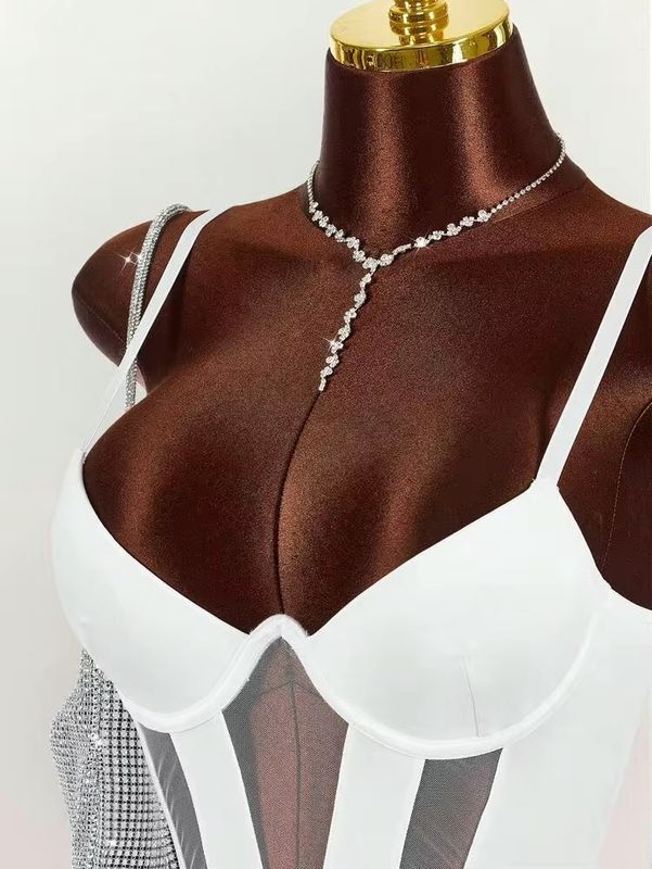 Women’s Sexy Mesh Cut-out Body Suit - White