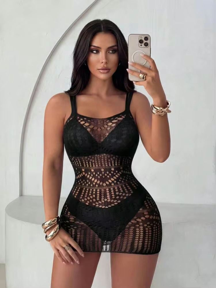 Cami Cutout Cover-up Dress - Black (OS)