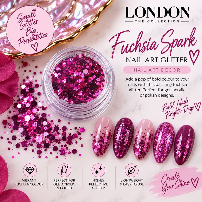 Fuchsia Spark- Nail Art Glitter