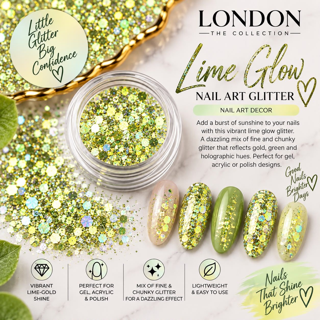 Lime Glow Nail Art Glitter