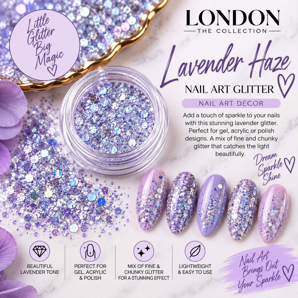 Lavender Haze Nail Art Glitter