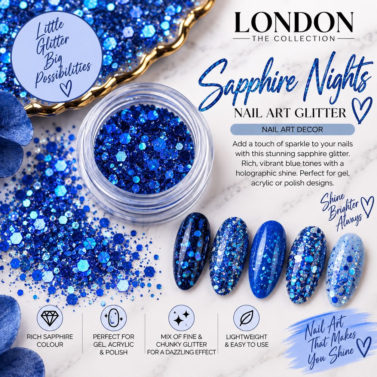 Sapphire Nights Nail Art Glitter