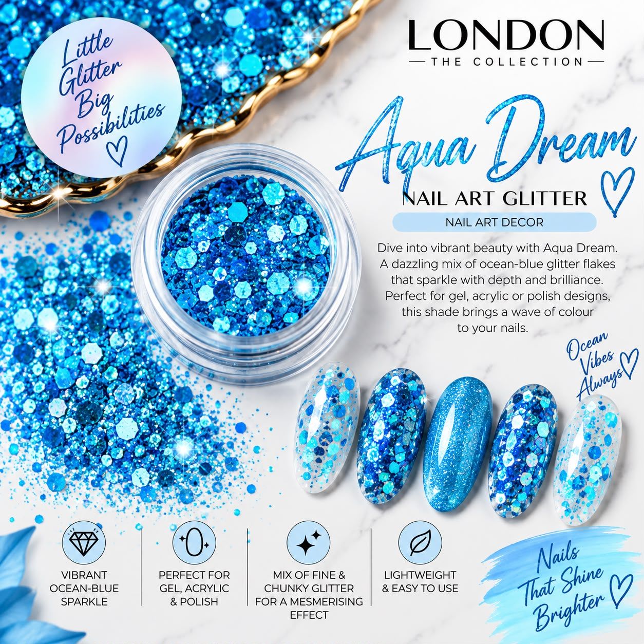 Aqua Dream NailArt Glitter