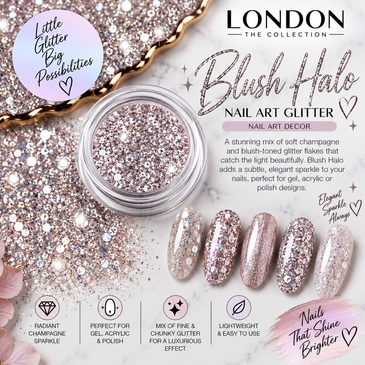 Blush Halo Nail Art Glitter