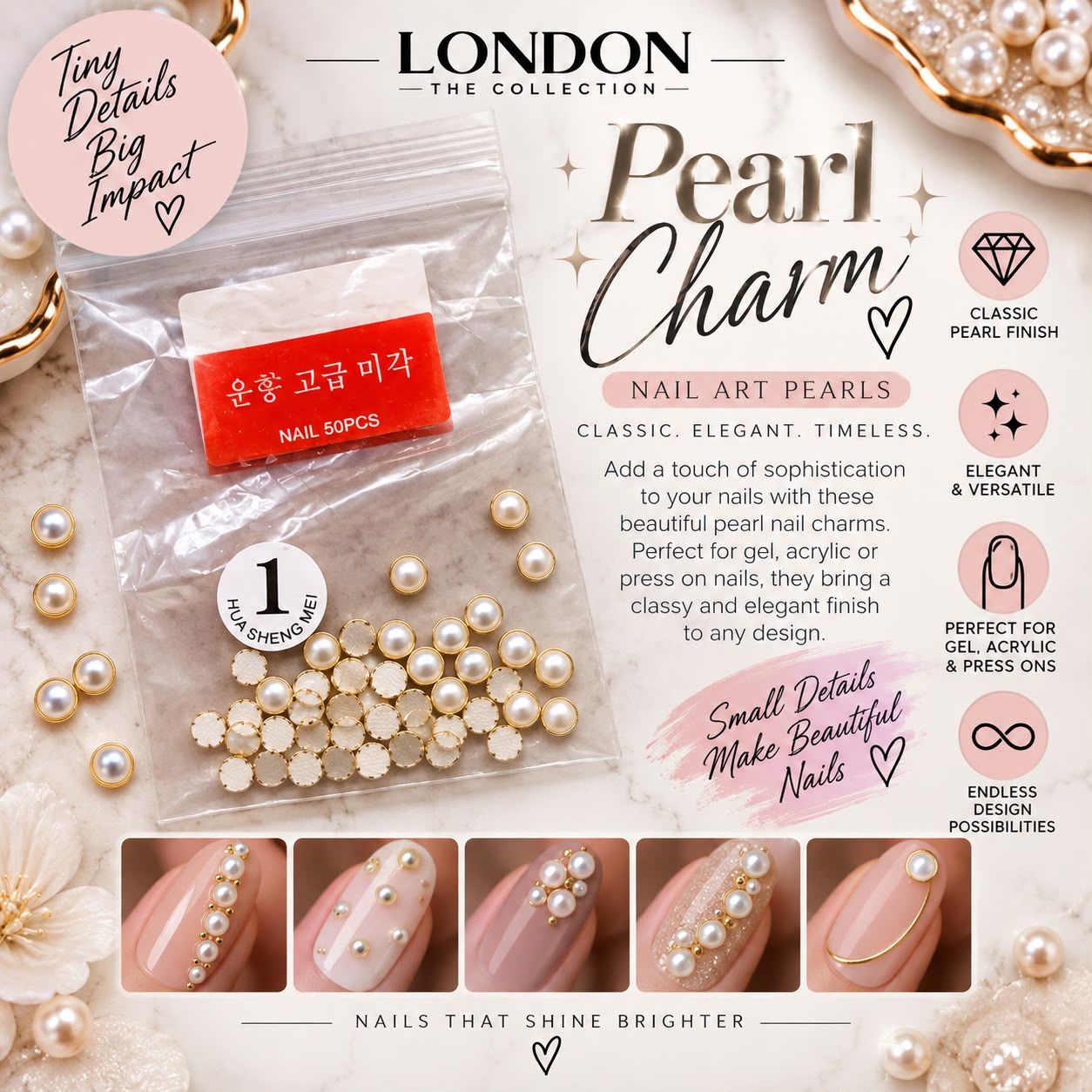 Pearl Charm Nail Art Pearl