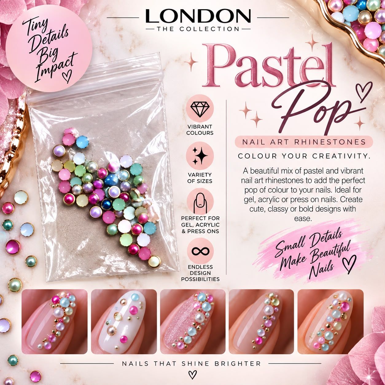 Pastel Pop Nail Art Rhinestones