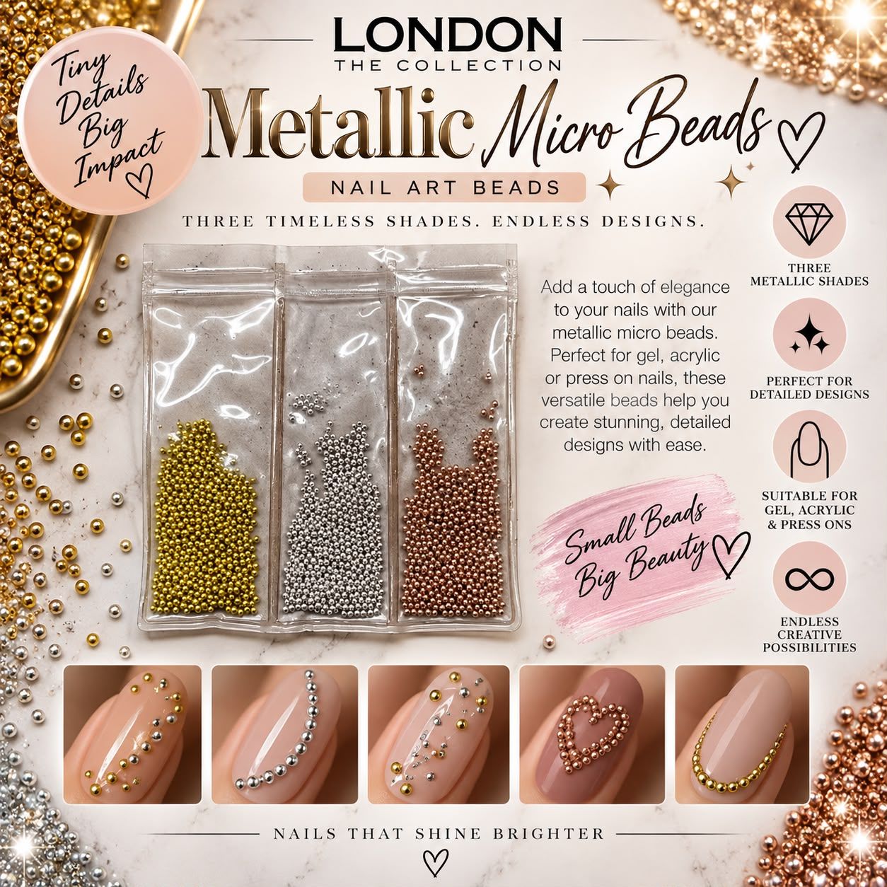 Metallic Micro Beads- Nail Art Beads