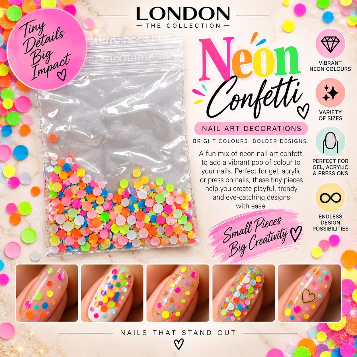 Neon Confetti- NailArt Decoration