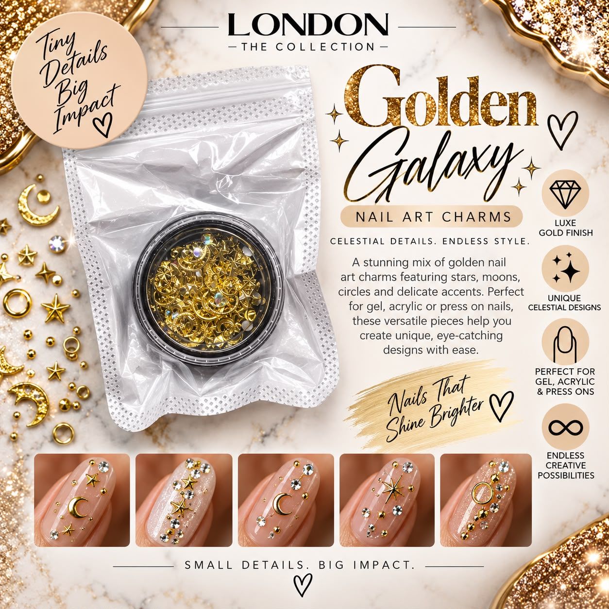 Golden Galaxy- NailArt Charms
