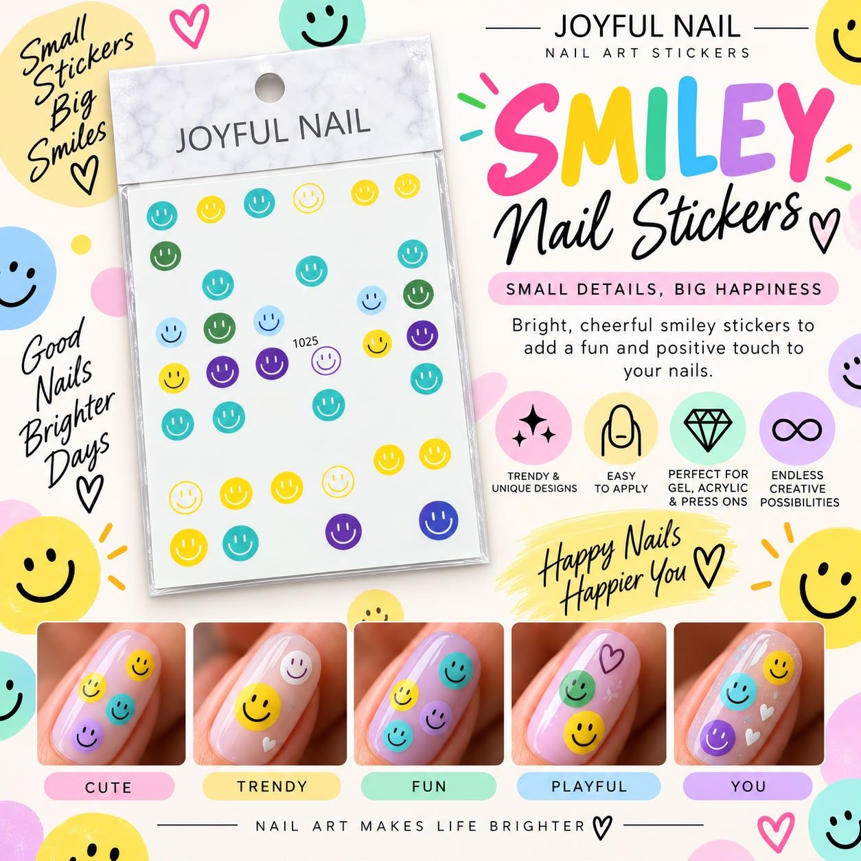 Joyful Nail- Smiley Nail Sticker