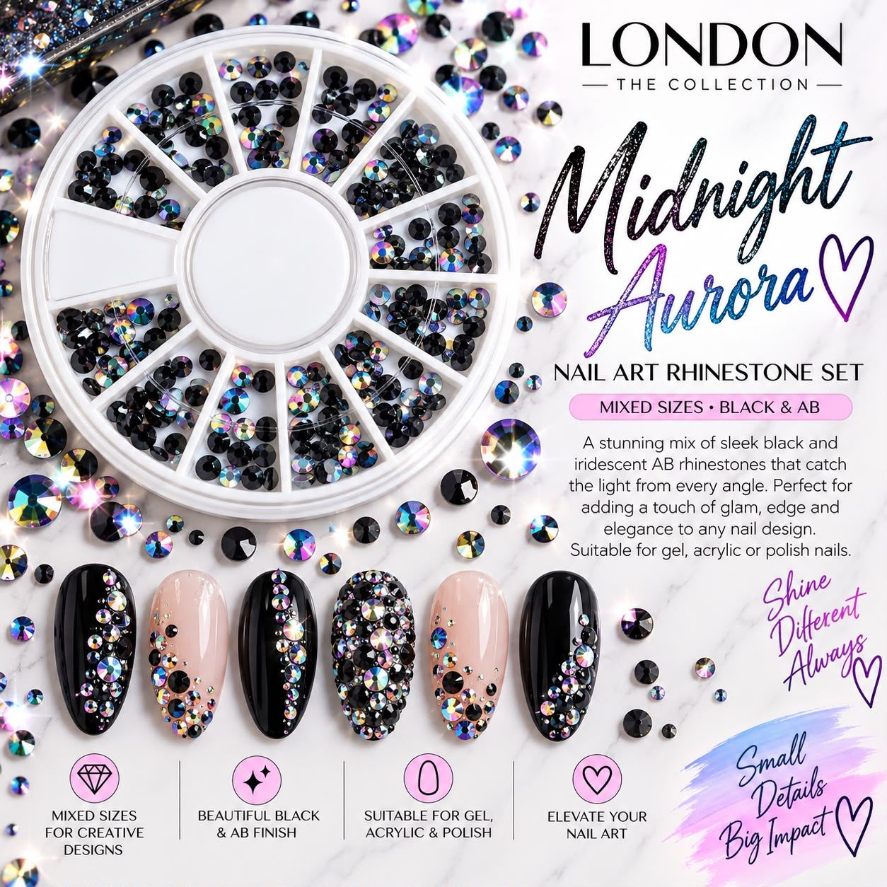 Midnight Aurora - Nail Art Rhinestone Set
