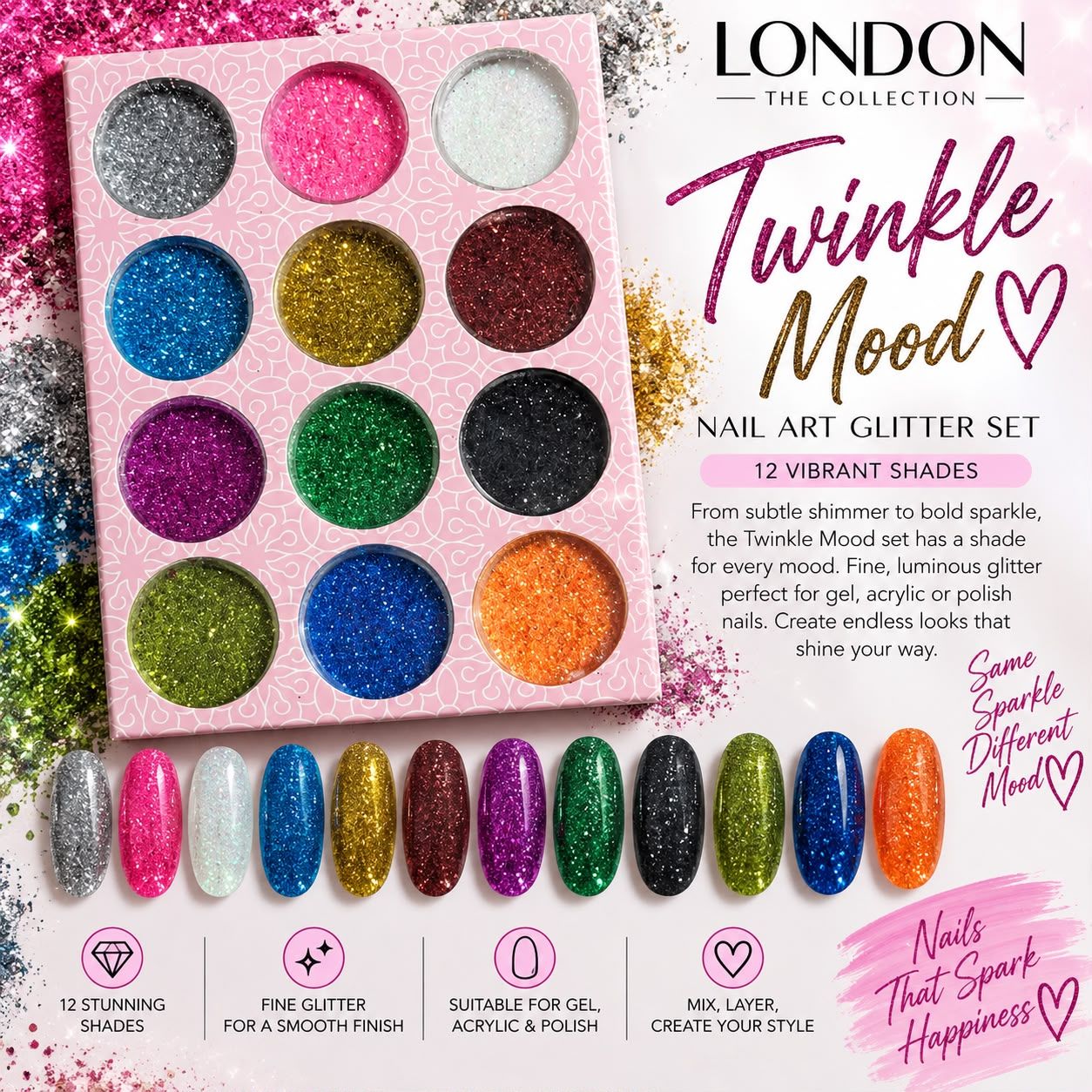 Twinkle Moon - Nail Art Glitter Set