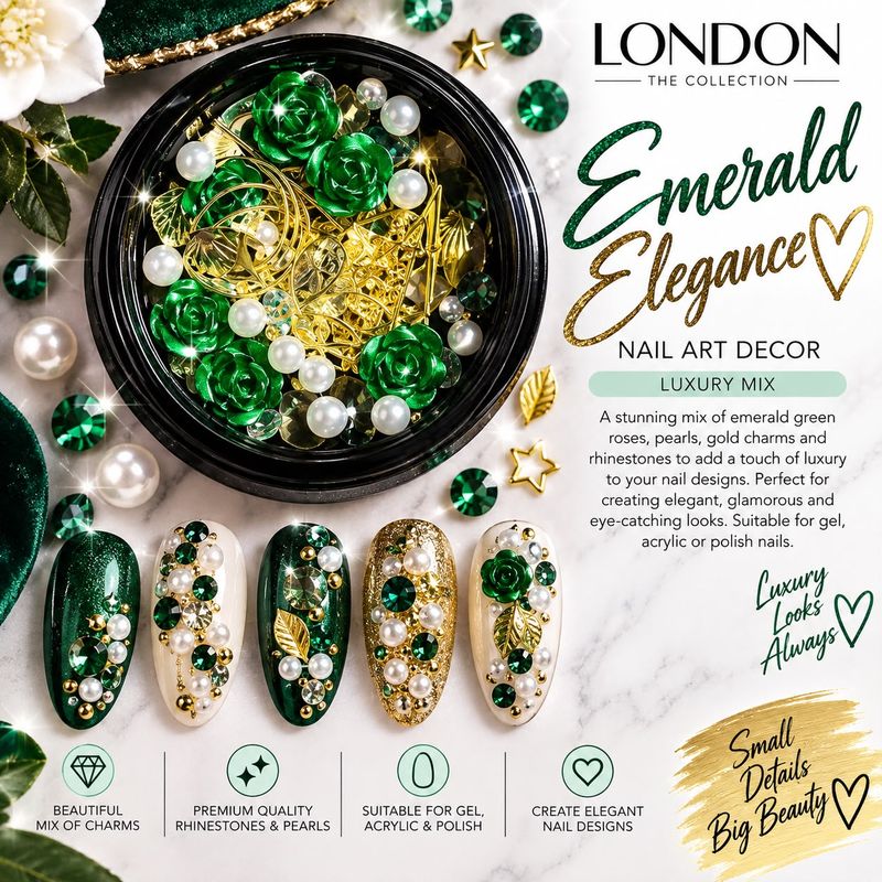 Emerald Elegance - Nail Art Decor