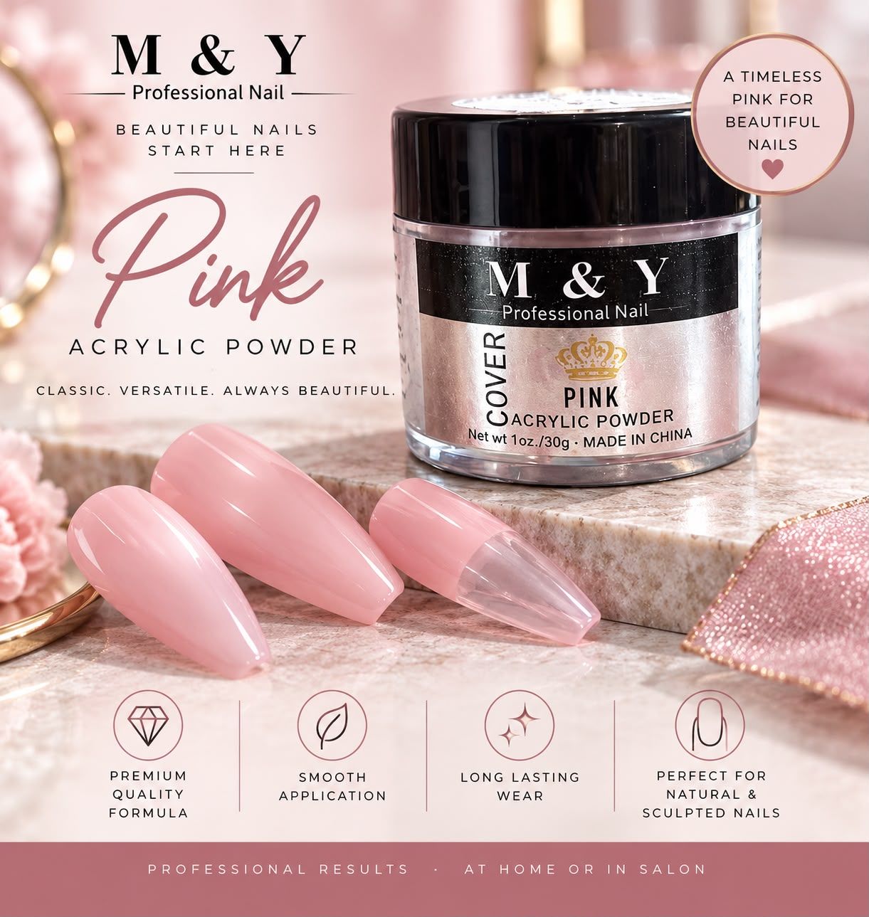 M &amp; Y Professional Nail -  Pink Acrylic Powder