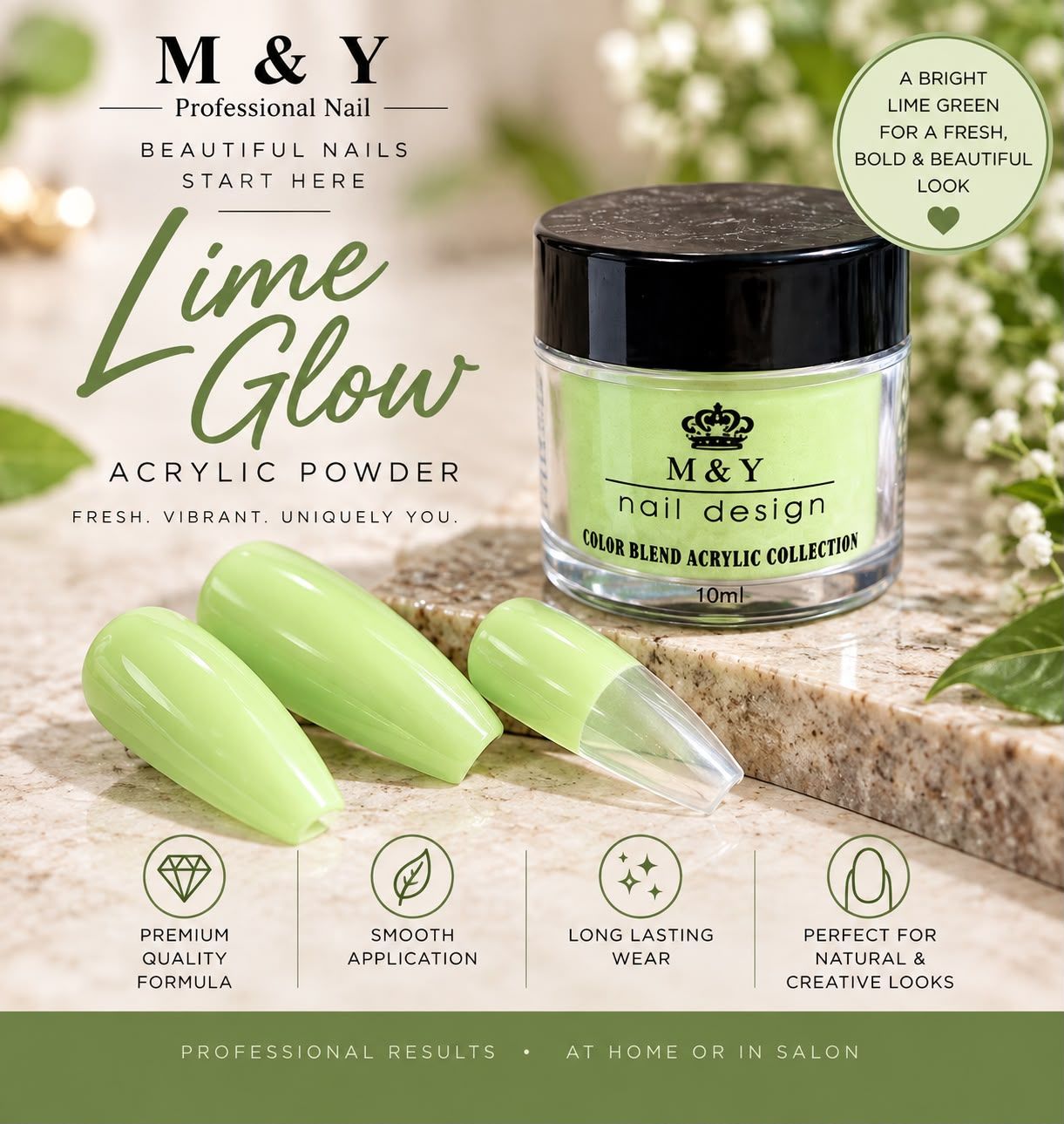 M &amp; Y Professional Nail - Lime Glow 10ML