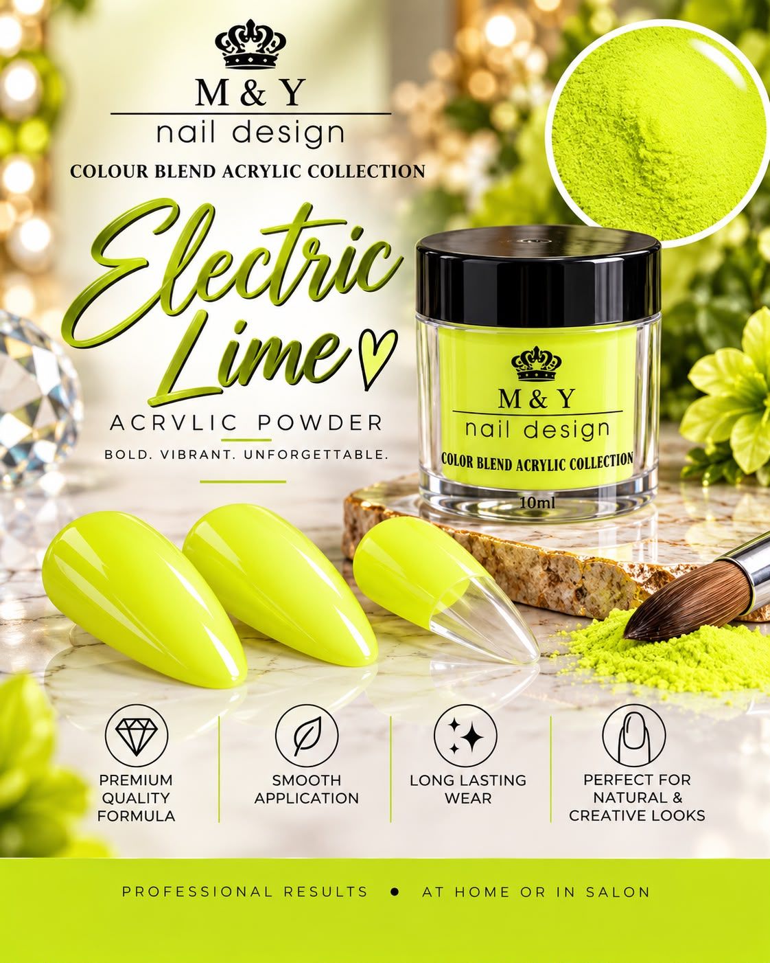 M &amp; Y Professional Nail - Electric Lime 10ML