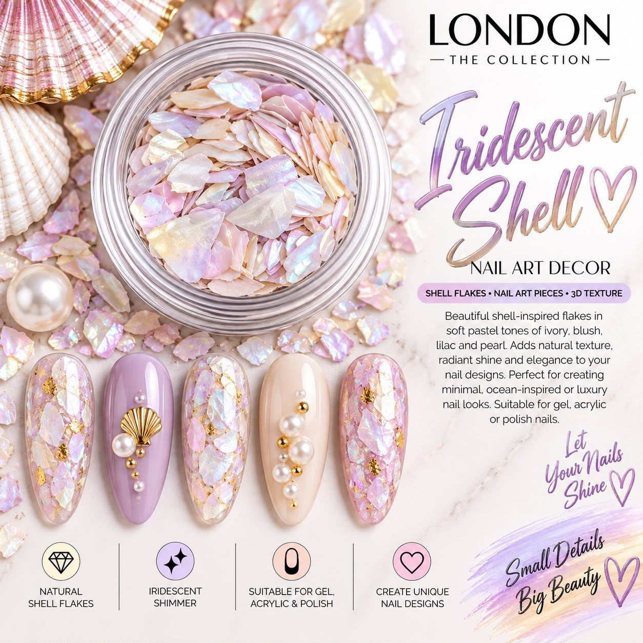 Iridescent Shell - Nail Art Decor