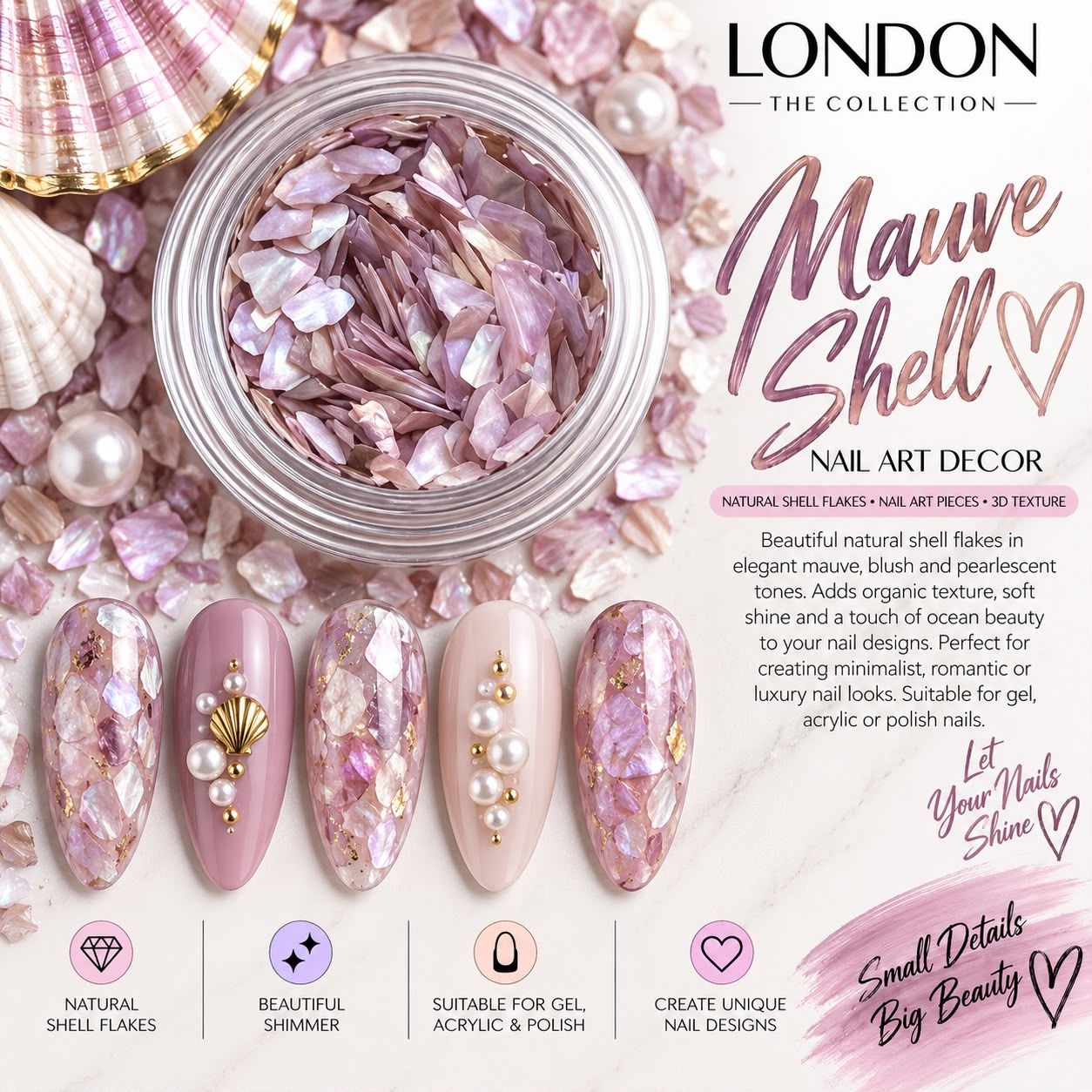 Mauve Shell - Nail Art Decor