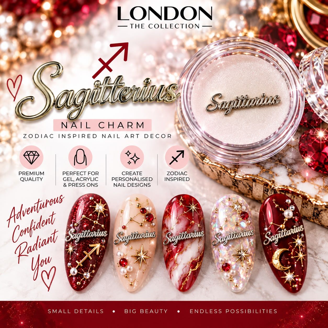 Sagittarius - Silver Nail Charm