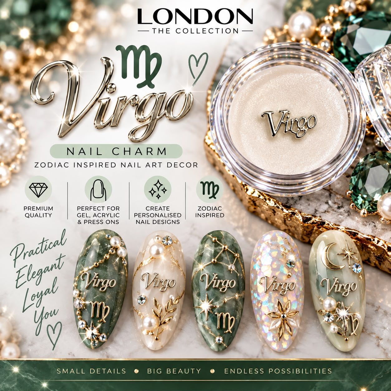 Virgo - Silver Nail Charm
