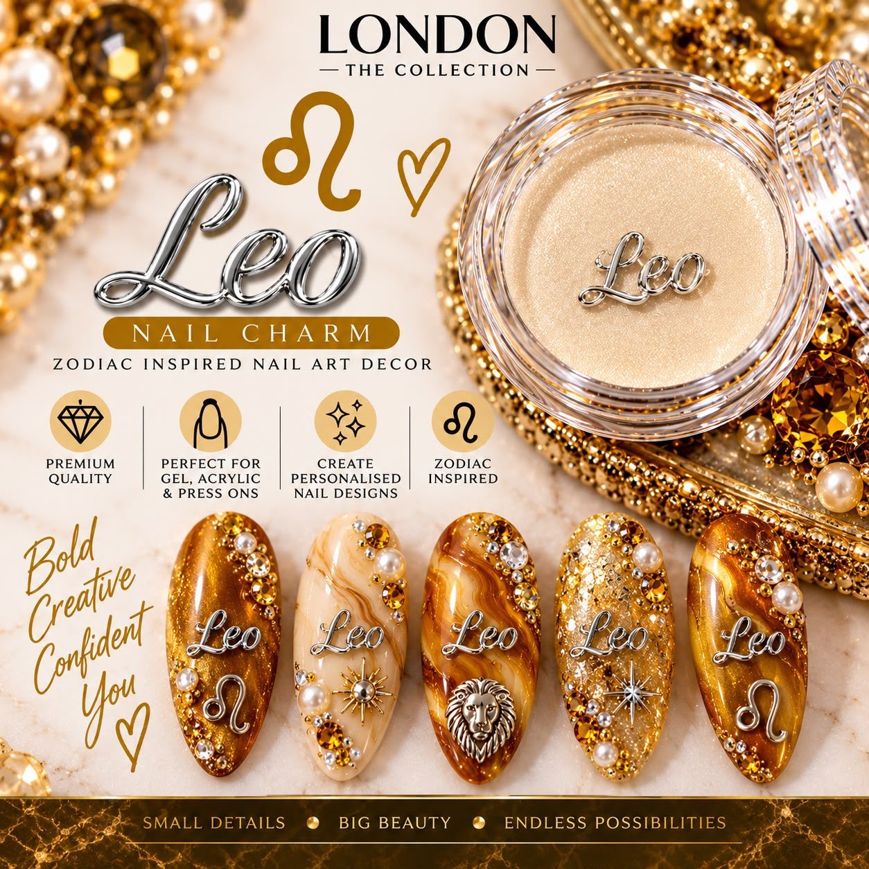 Leo - Silver Nail Charm