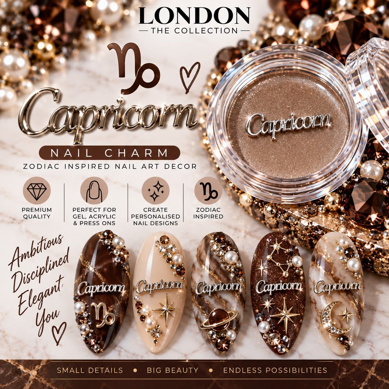 Capricorn - Silver Nail Charm