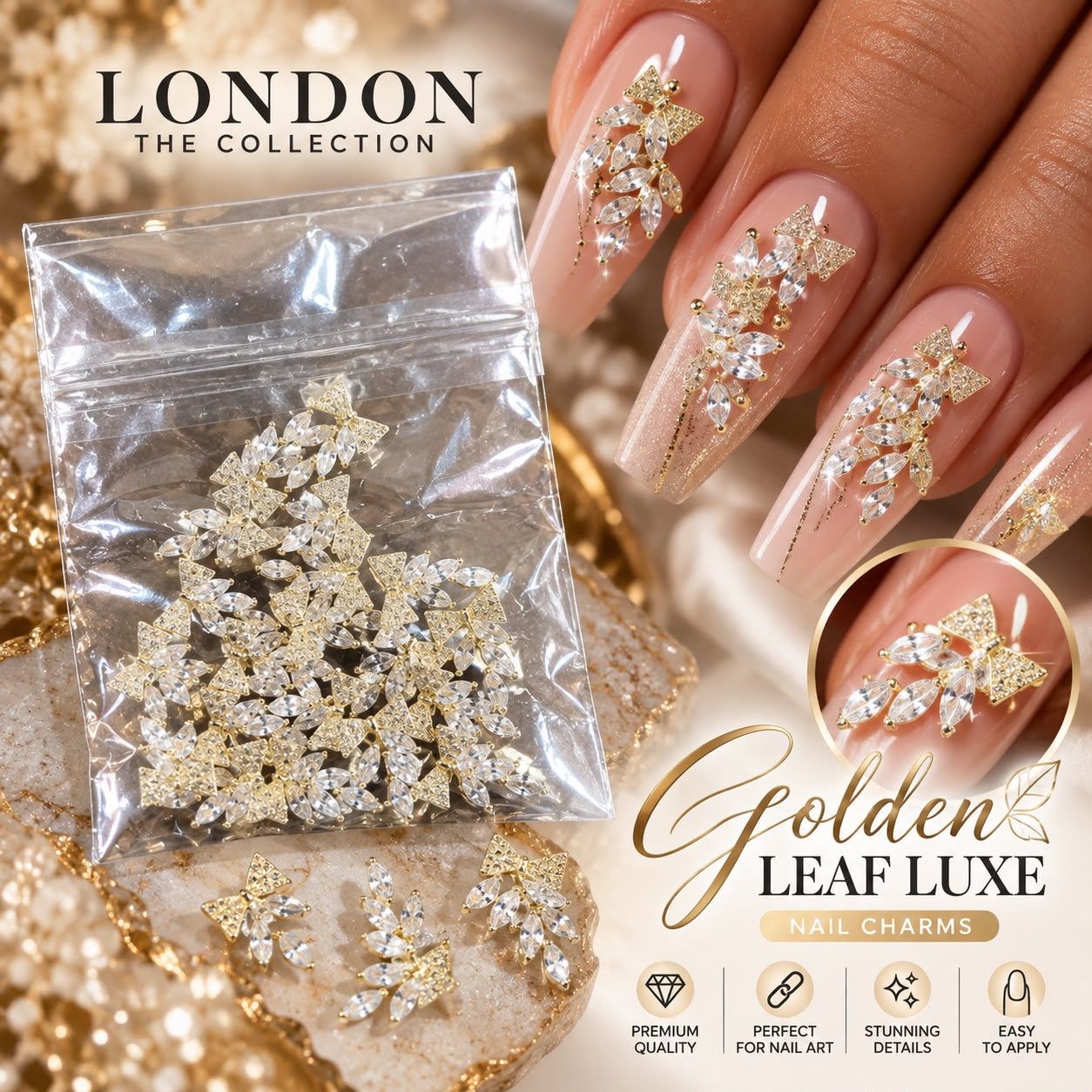 Golden Leaf Luxe - Nail Charms