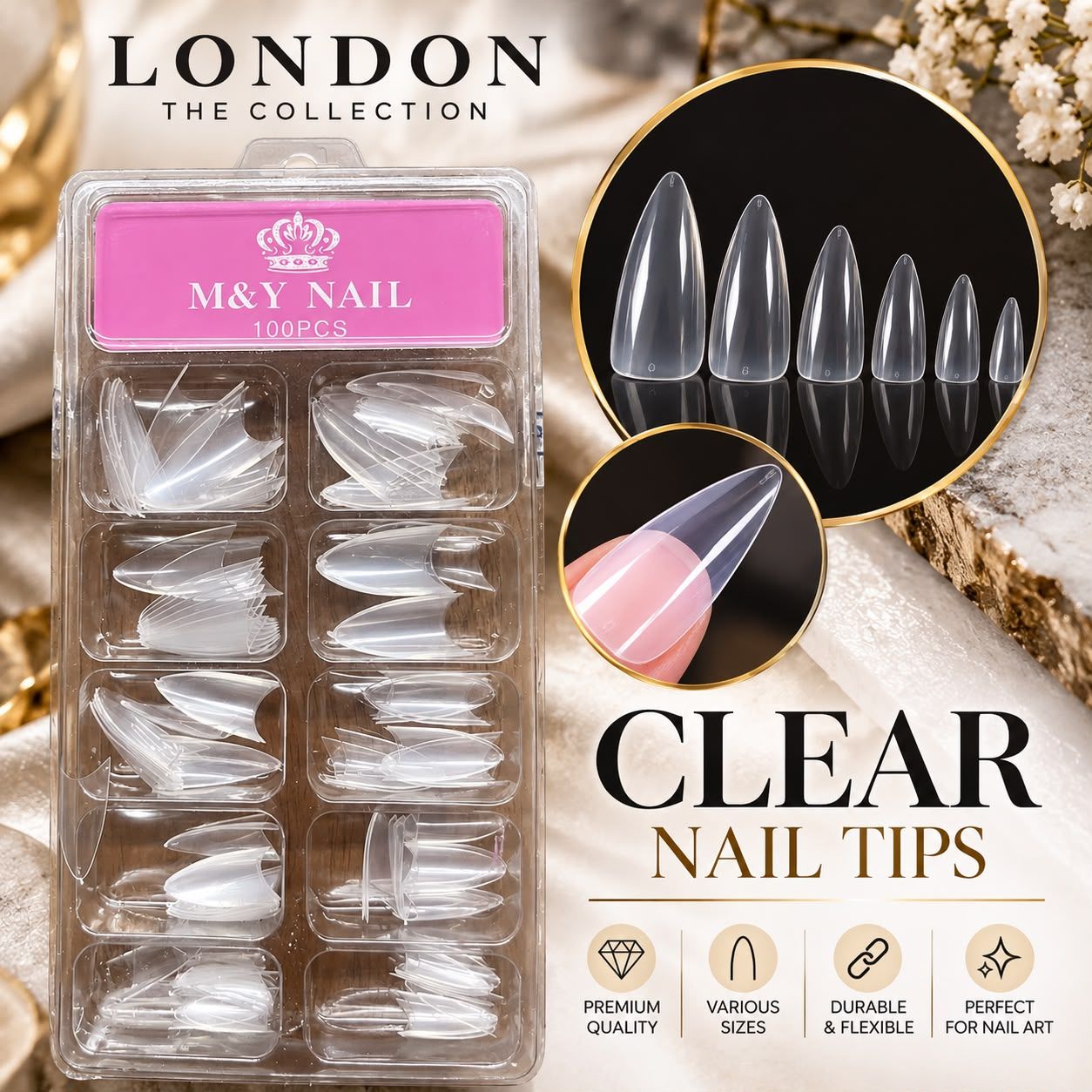 M &amp; Y Clear Nail Tips (100 PCS)