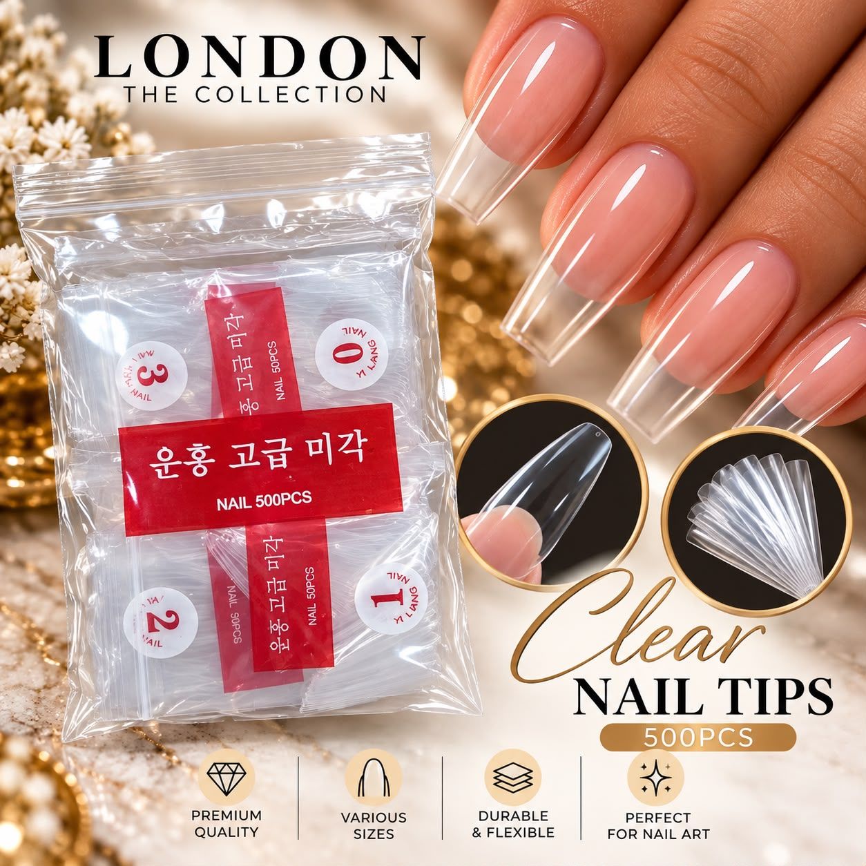 Clear Nail Tips (500 PCS)