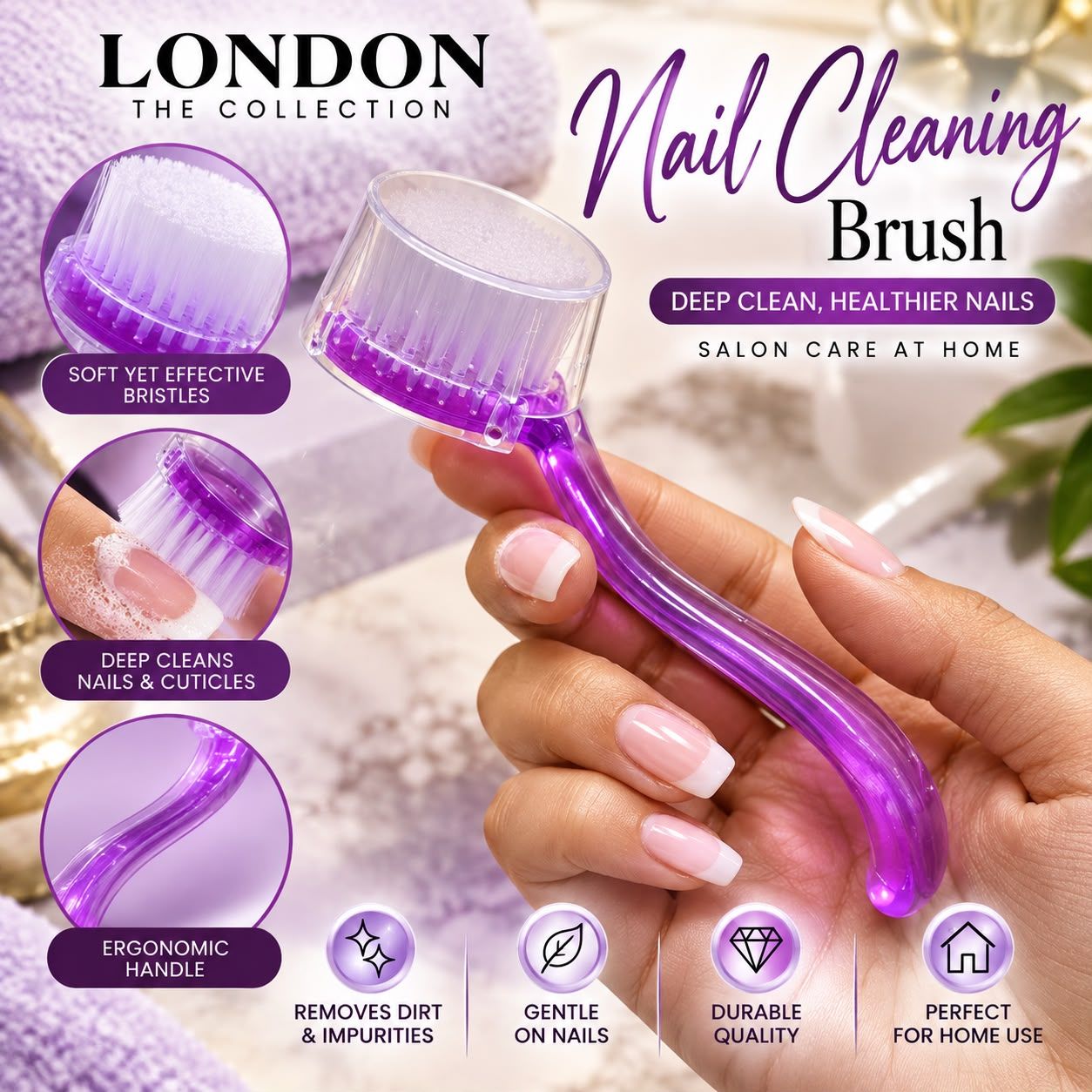 Nail Cleaning Brush -Purple