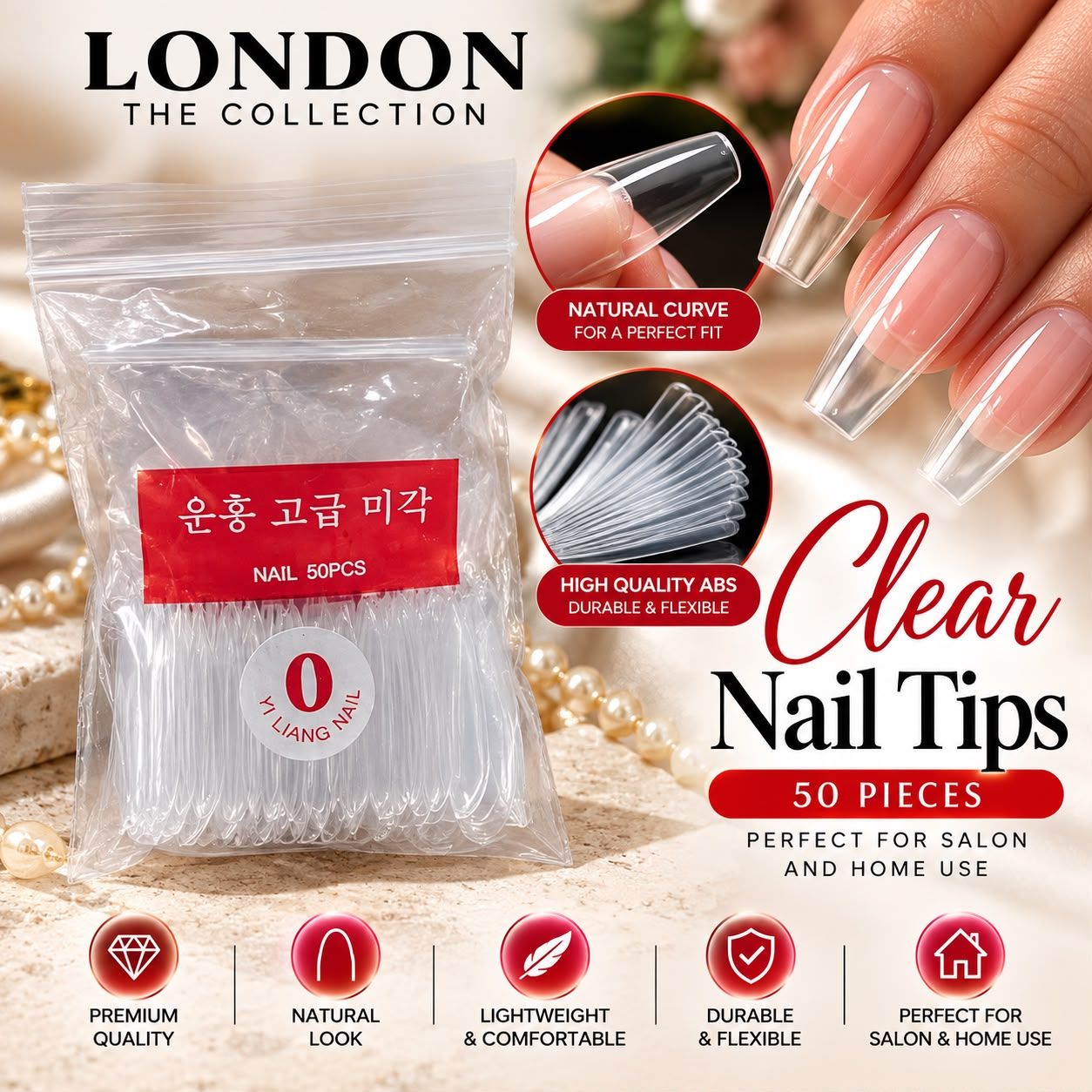 Clear Nail Tips - 50 PCS