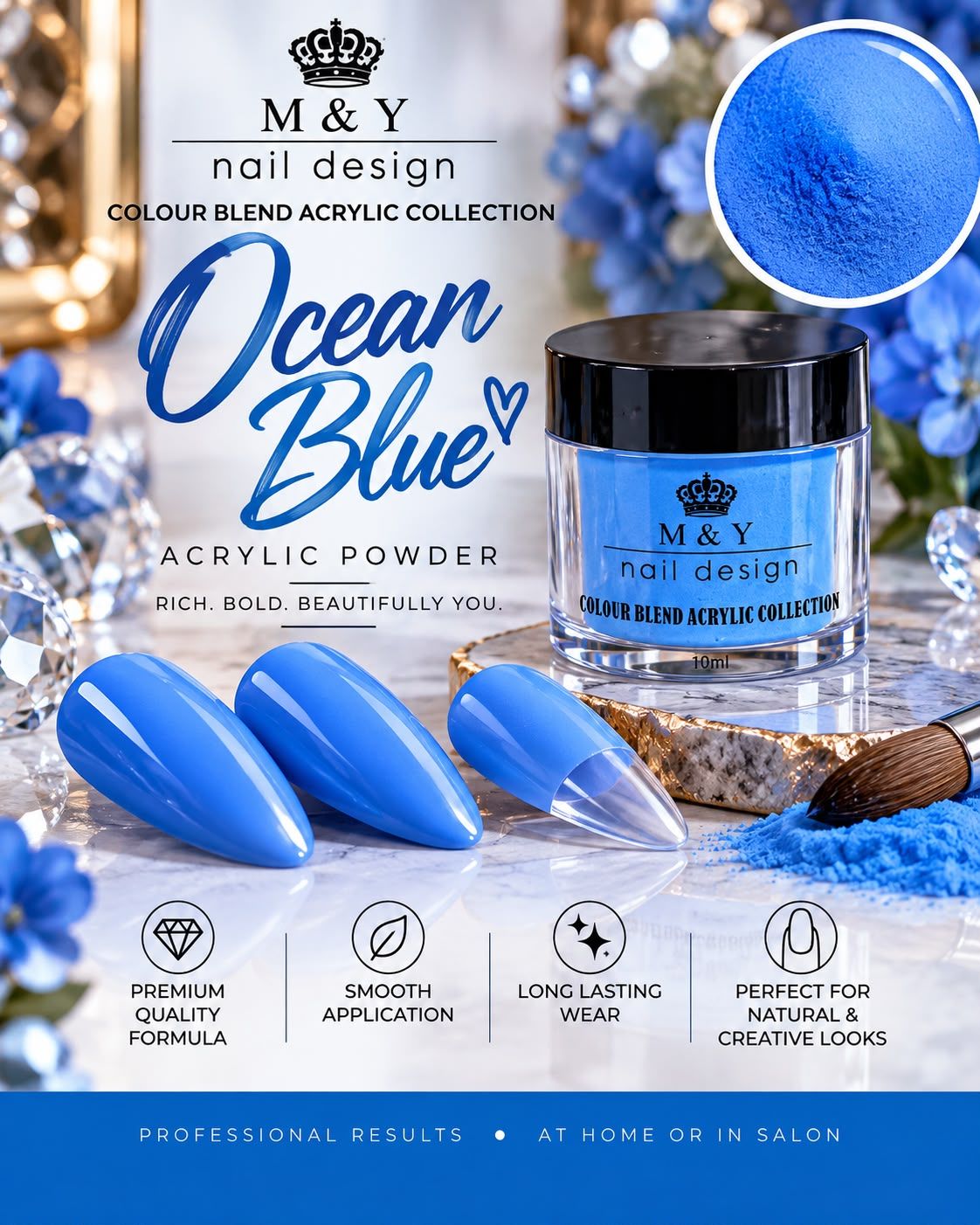 M &amp; Y Professional Nail - Ocean Blue Acrylic Powder