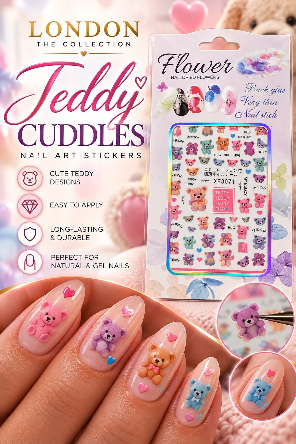 Teddy Cuddles - Nail Art Stickers