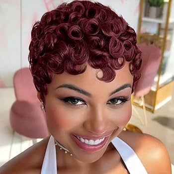 Pixie Wig - Curly Burgundy (Lace)