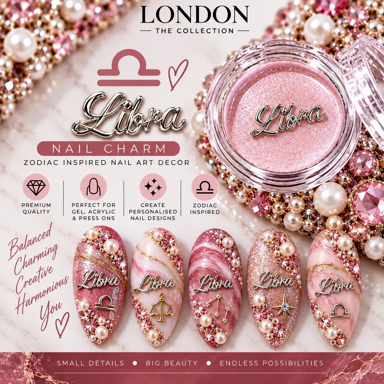Libra - Silver Nail Charm