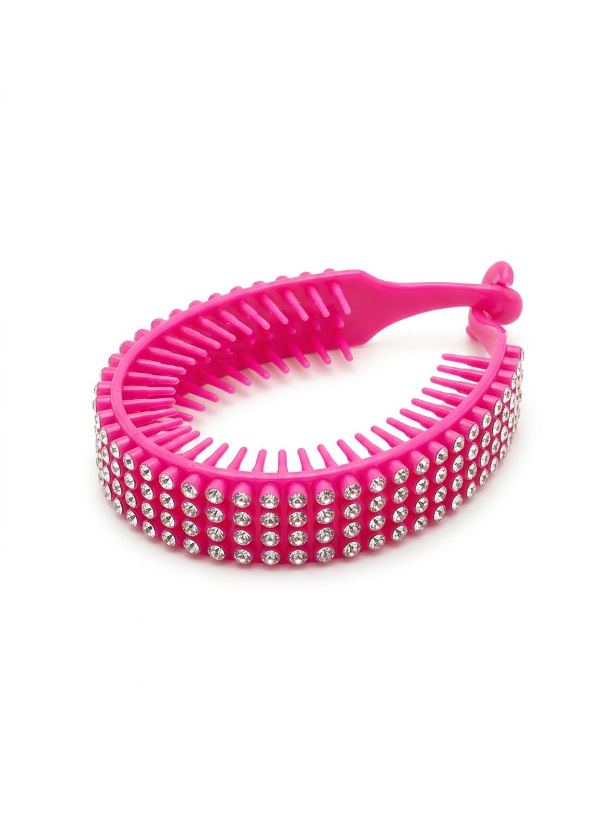 Bright Pink Rhinestone - Banana Hair Clip