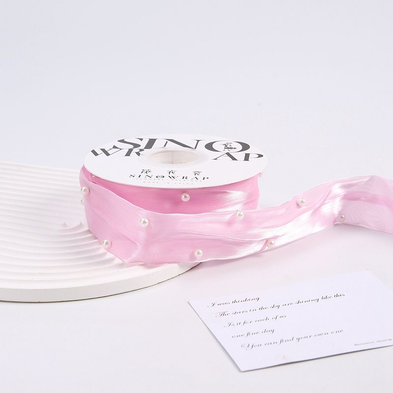 Ribbon with Pearls 164 Pink