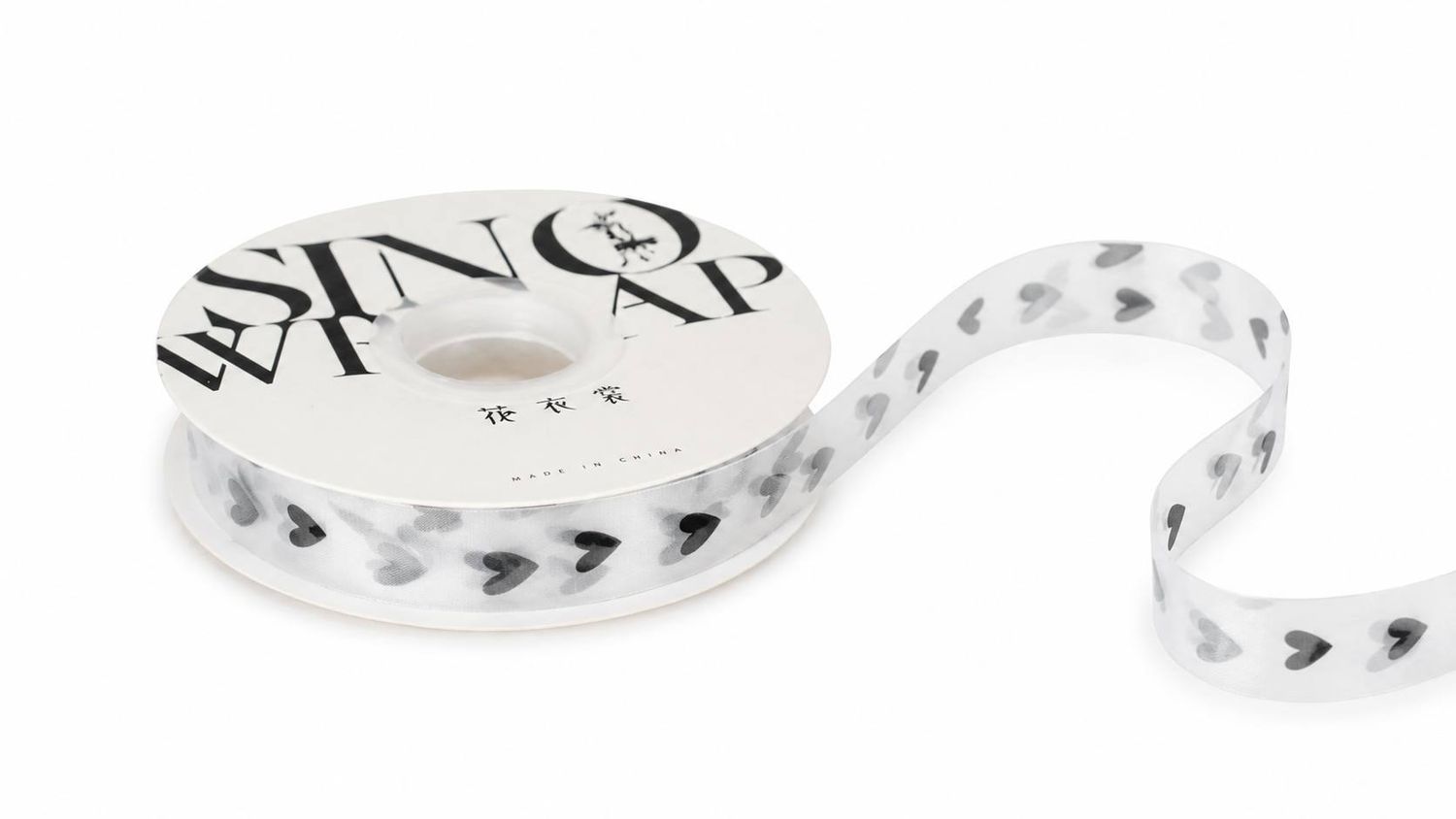 Ribbon with Hearts 121 Charcoal
