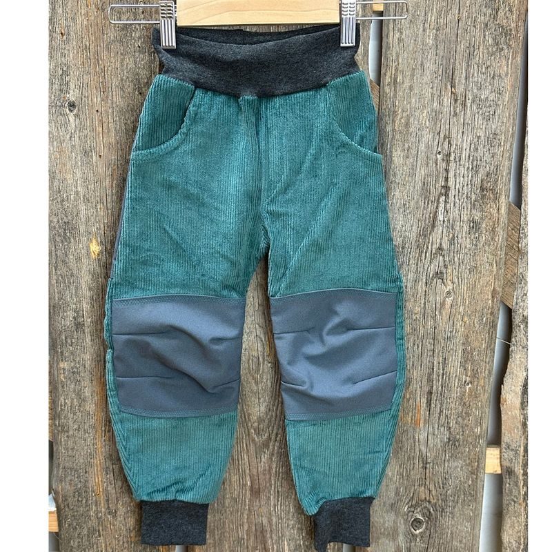 Cordhose robust Gr. 104 petrol / hellgrau
