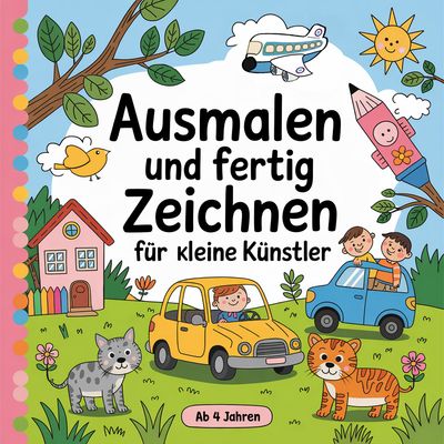 &quot;Ausmalen und fertig zeichnen für kleine Künstler&quot; Malbuch