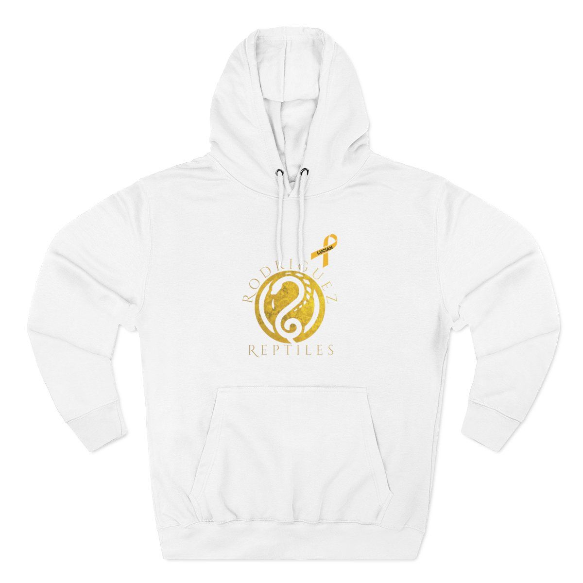 Rodriguez Reptiles Three-Panel Fleece Hoodie, Sizes: XS, Colors: White
