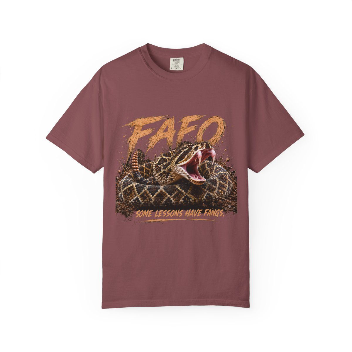 Fafo Rattlesnake Unisex Garment-Dyed T-shirt, Comfort Colors® Colors: Brick, Clothing sizes: S