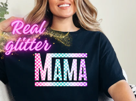 Mama Check-Glitter