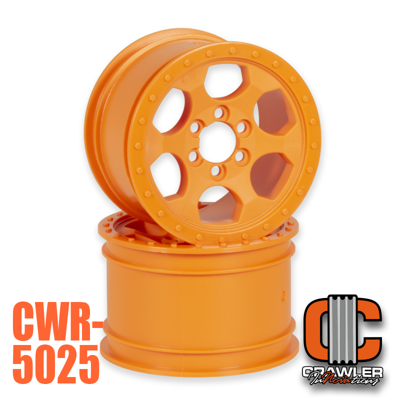 Crawler Innovations 2.2”; 1.50” WIDTH; ORANGE 6 BOLT WHEEL PAIR CWR-5025