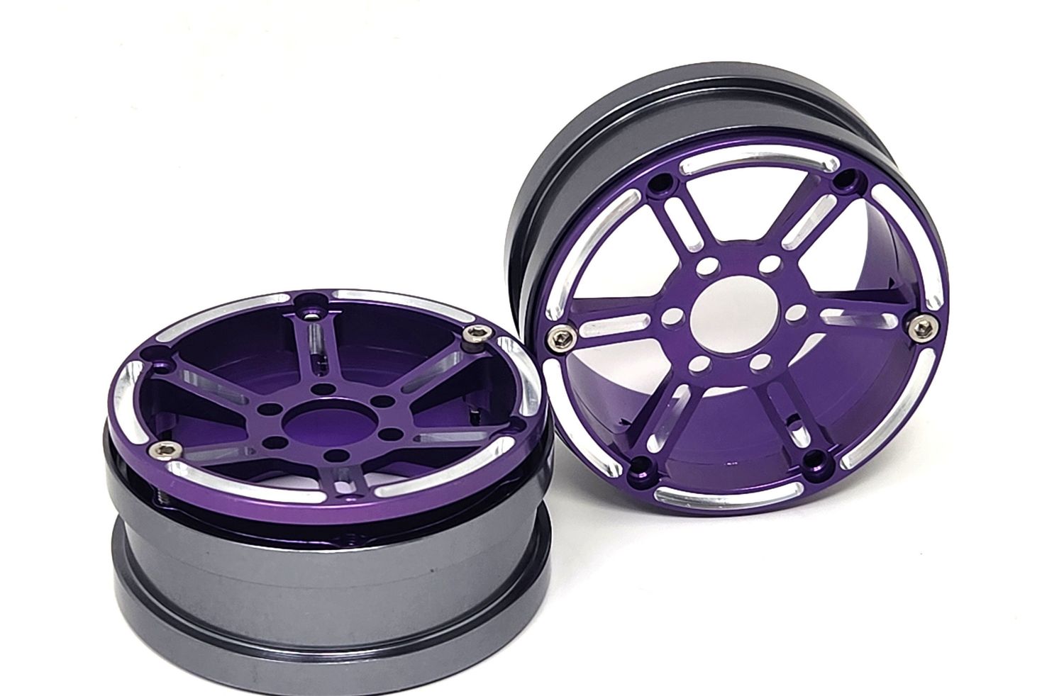 Dlux 1.9&quot; Ultra High-Clearance Aluminum Beadlock Wheels (pair), Color: Purple, Width: Standard 28mm